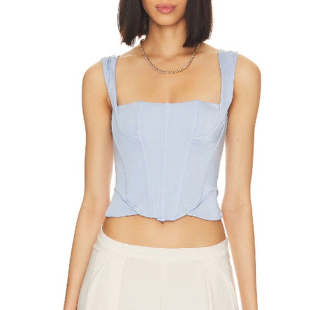 NWT We Are HAH Knock Out Corset Top XS Periwinkle Blue Crop Sleeveless Coquette